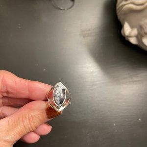 Moonstone ring Black and White size 8